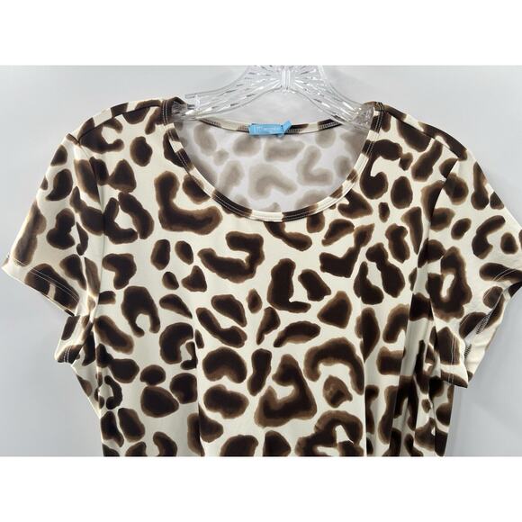 J. McLaughlin Women’s Short Sleeve Elora Animal Print Faux Wrap Dress Large - Picture 4 of 12